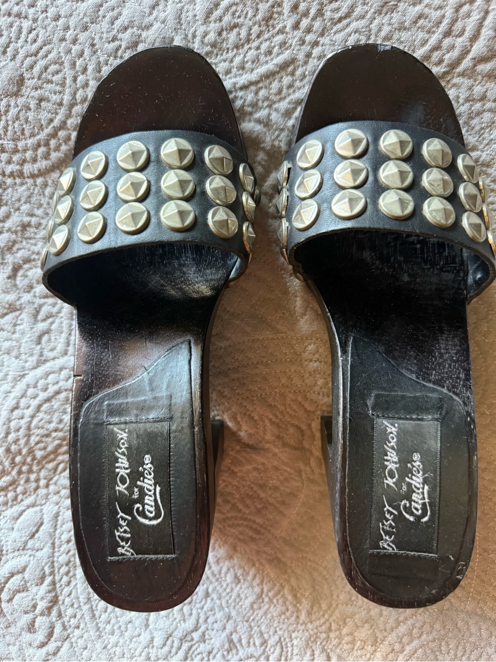 Vintage Betsey Johnson Black Women's nailed Block Heel Sandals